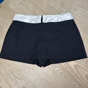 Zara Women’s Mini Skort White Detail Trim Large Skirt Black White Office Party